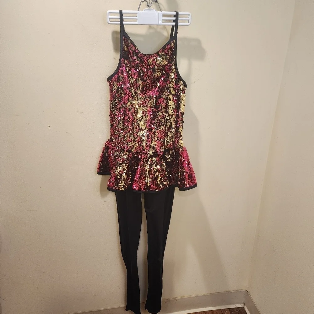 WEISSMAN one Piece sequins Dance Costume Jumpsuit size S